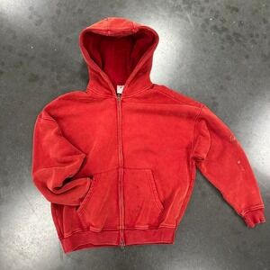 Faded Red Blank zip up super puffy hoodie with oversized hood Sz Med